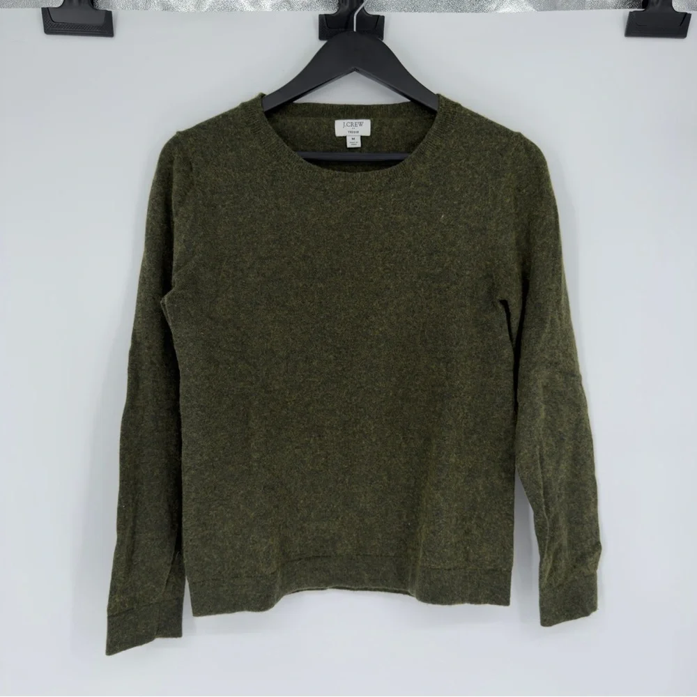 J.Crew Green Wool Blend Teddie Crewneck Sweater Medium Womens